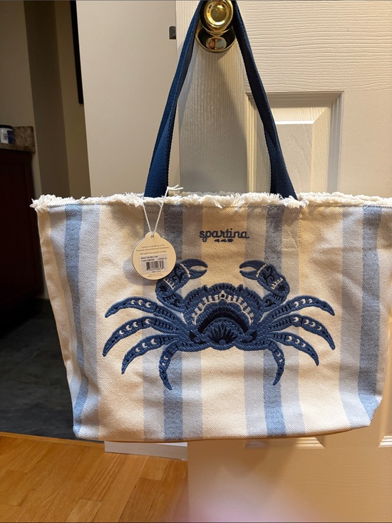 Spartina 449 Handbags - Spartina 449 beach tote Blue Crab Embroidered Stripe NwT $98 Sold out